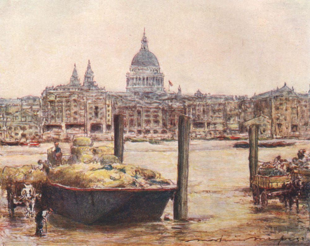 'St. Paul's' by Mortimer Menpes. London 1906 old antique vintage print picture